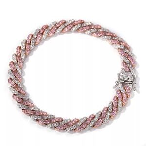9mm pink and white  cuban bracelet